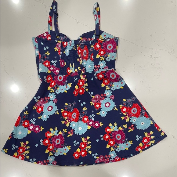 ModCloth Retro A-Line Mini Flower Dress, Smocked back, large - Picture 2 of 6